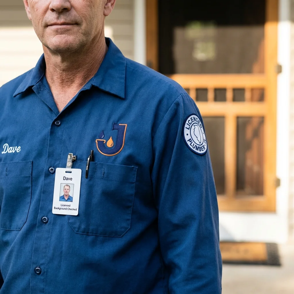 Licensed plumber showing ID badge in Owingsville, KY