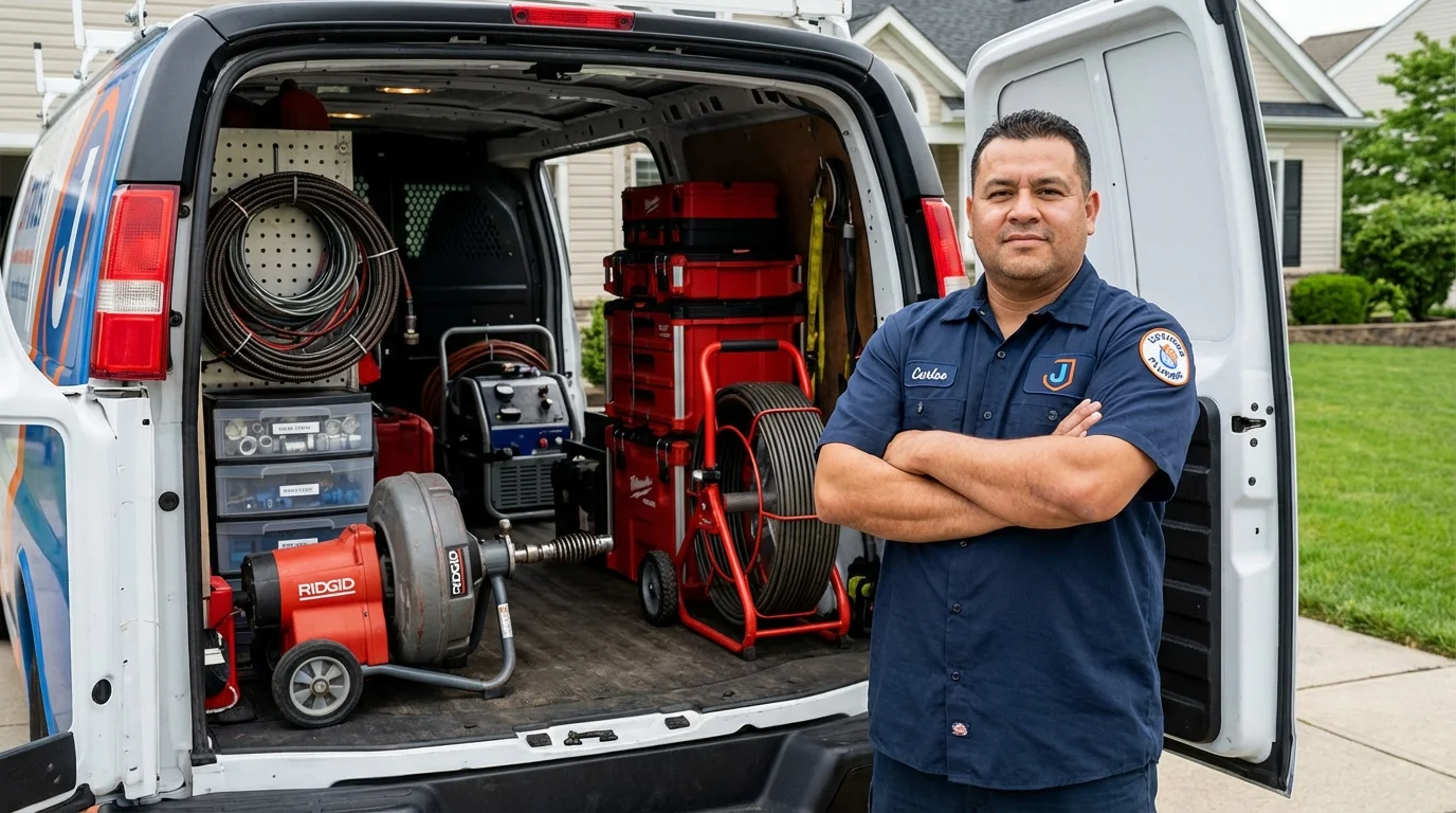 Professional drain cleaning equipment and Johns Plumbing LLC plumber in Owingsville