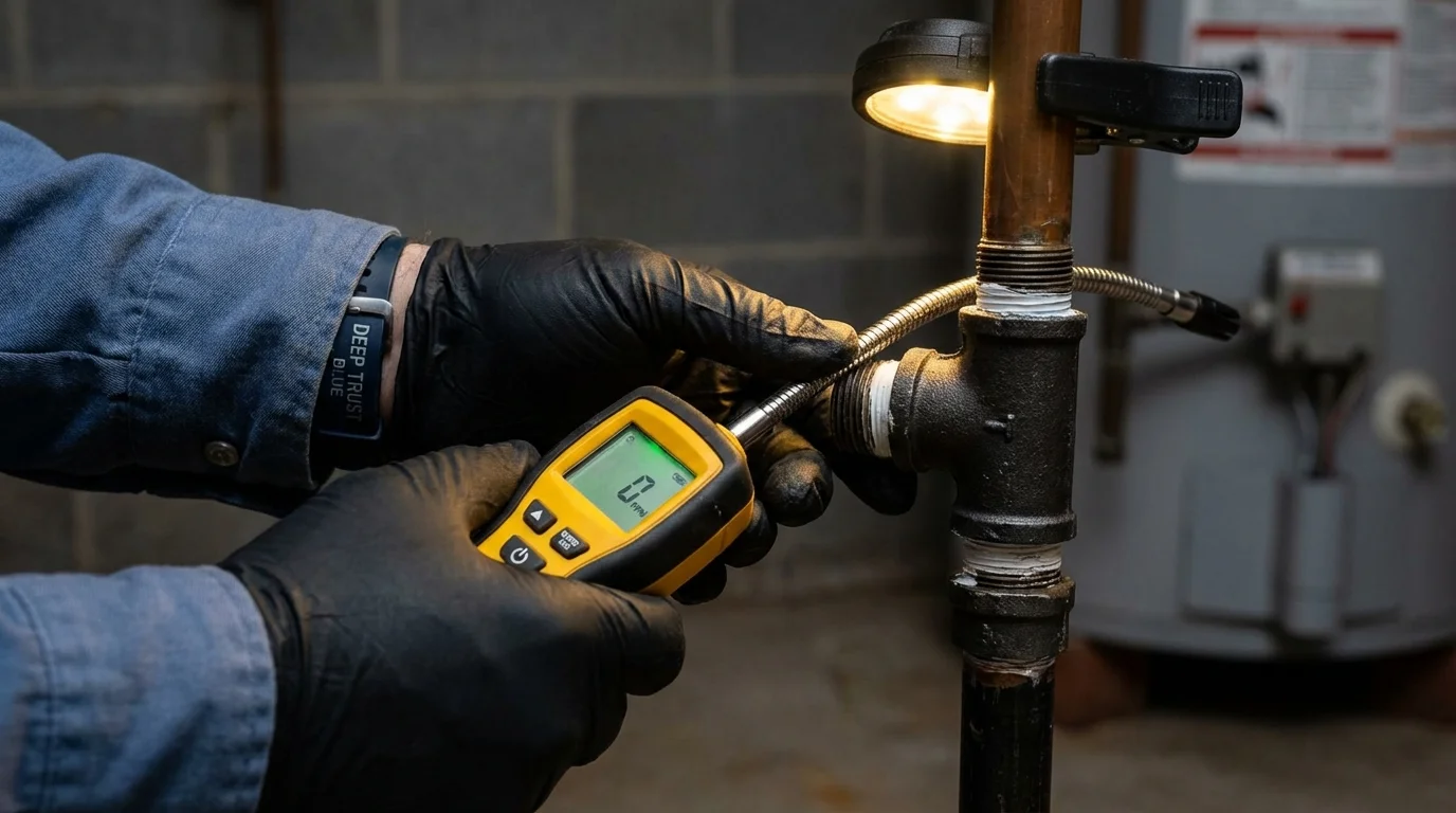 Gas leak detection with electronic sniffer by Johns Plumbing LLC in Owingsville