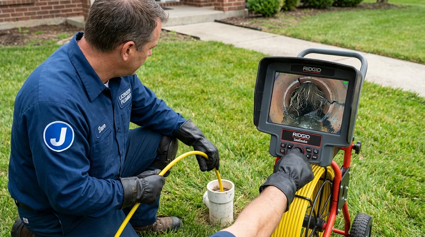 Sewer camera inspection being performed by Johns Plumbing LLC in Owingsville